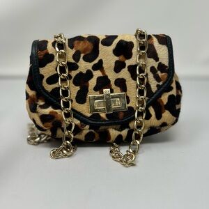 Fierce & Fabulous: Cheetah Print Pleather Fox Hair Shoulder Bag